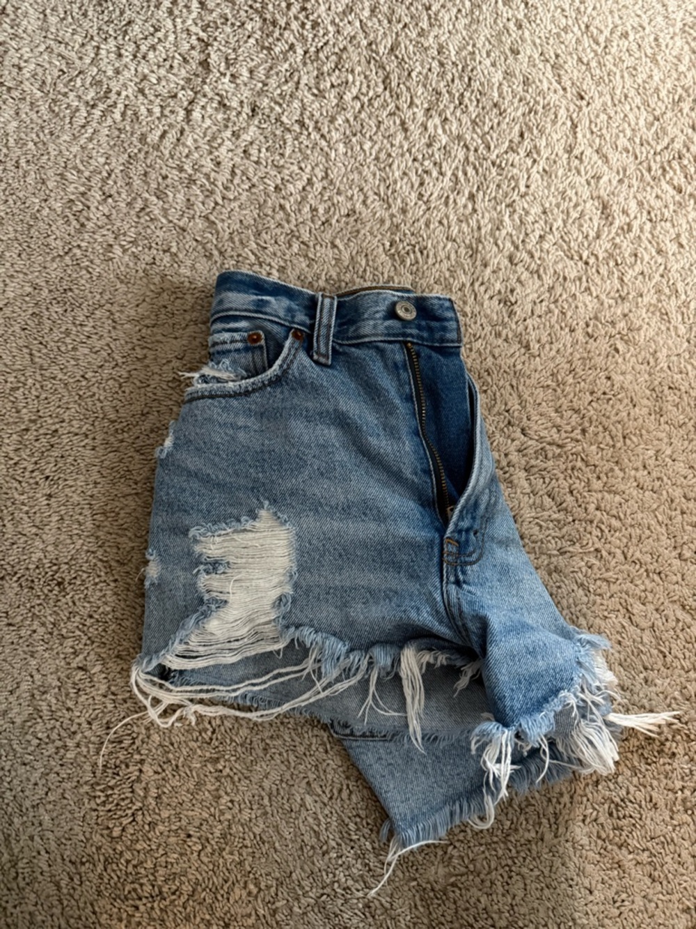 Abercrombie & Fitch Distressed Light Blue Denim Jean Shorts